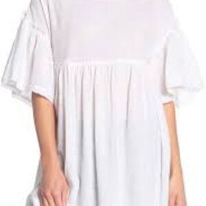 White Ruffle Sleeve Dress